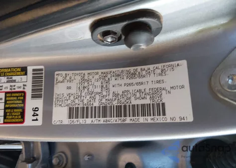 2015 Toyota Tacoma Base V6 z USA, uszkodzony, nr VIN 3TMLU4ENXFM194684